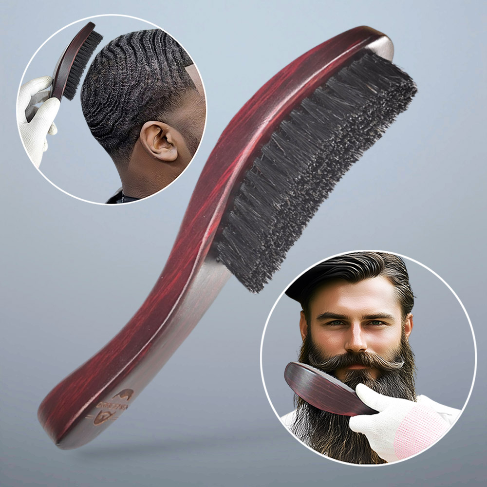 Hair Care For Men - Gracemen 360 Wave Brush Curved Wooden